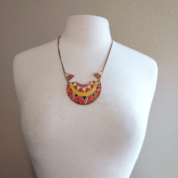 Other Jewelry - Large Orange Boho Pendant Necklace